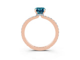 Rose gold Emerald Cut Blue Topaz Solitaire Engagement Ring with Pavé Band and Four-Prong Setting_3