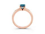 Rose gold Emerald Cut Blue Topaz Solitaire Engagement Ring with Round Band and Four-Prong Setting_3