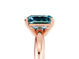 Rose gold Emerald Cut Blue Topaz Solitaire Engagement Ring with Round Band and Four-Prong Setting_5