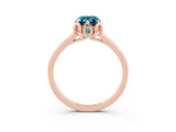 Rose gold Emerald Cut Blue Topaz Solitaire Ring with Flower Prong Setting and Classic Band_15