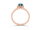 Rose gold Emerald Cut Blue Topaz Solitaire Ring with Flower Prong Setting and Classic Band_39