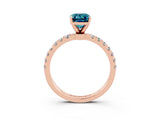 Rose gold Emerald Cut Blue Topaz Solitaire Ring with Pavé Accents and Four-Prong Setting_3