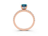 Rose gold Emerald Cut Blue Topaz Solitaire Ring with Pavé Band and Four-Prong Setting_39