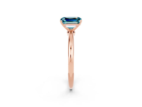 Rose gold Emerald Cut Blue Topaz Solitaire Ring with Six-Prong Setting and Classic Band_2
