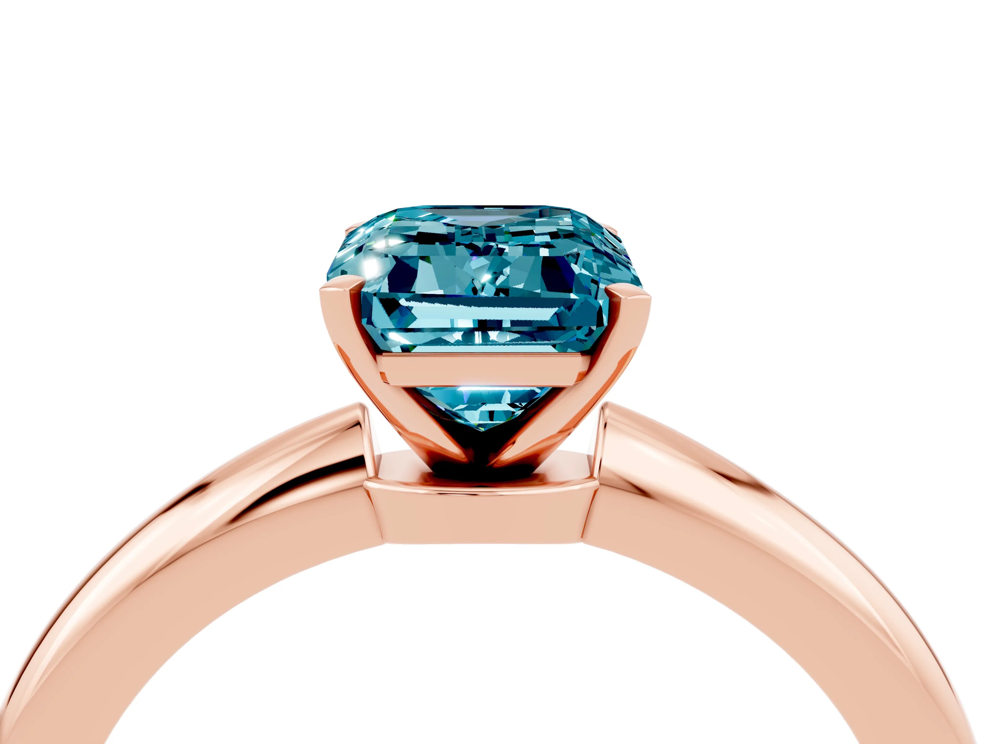Rose gold Emerald Cut Blue Topaz Solitaire Ring with Six-Prong Setting and Classic Band_4