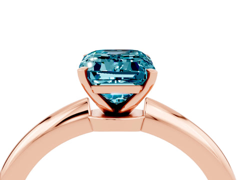 Rose gold Emerald Cut Blue Topaz Solitaire Ring with Six-Prong Setting and Classic Band_4
