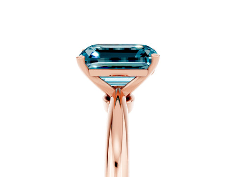 Rose gold Emerald Cut Blue Topaz Solitaire Ring with Six-Prong Setting and Classic Band_5