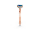 Rose gold Emerald Cut Blue Topaz Solitaire Ring with Thin Band and Four-Prong Setting_14