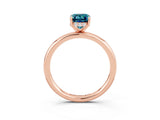 Rose gold Emerald Cut Blue Topaz Solitaire Ring with Thin Band and Four-Prong Setting_15