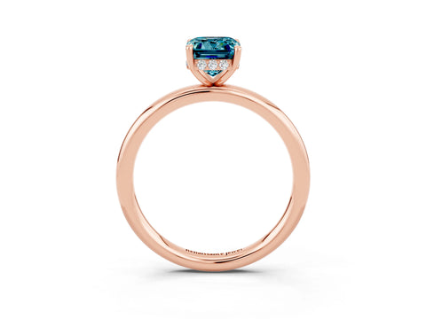 Rose gold Emerald Cut Blue Topaz Solitaire Ring with Thin Band and Four-Prong Setting_15