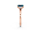 Rose gold Emerald Cut Blue Topaz Solitaire Ring with Thin Band and Prong Setting_14