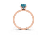 Rose gold Emerald Cut Blue Topaz Solitaire Ring with Thin Band and Prong Setting_15