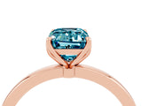 Rose gold Emerald Cut Blue Topaz Solitaire Ring with Thin Band and Prong Setting_16