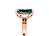 Rose gold Emerald Cut Blue Topaz Solitaire Ring with Thin Band and Prong Setting_17
