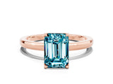 Rose gold Emerald Cut Blue Topaz Solitaire Ring with Thin Band and Prong Setting_18