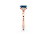Rose gold Emerald Cut Blue Topaz Solitaire Ring with Thin Band and Prong Setting_20