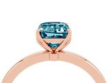 Rose gold Emerald Cut Blue Topaz Solitaire Ring with Thin Band and Prong Setting_22