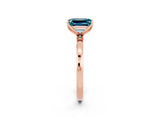 Rose gold Emerald Cut Blue Topaz Solitaire Ring with Thin Band and Prong Setting_38