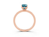 Rose gold Emerald Cut Blue Topaz Solitaire Ring with Thin Band and Prong Setting_39