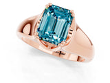 Rose gold Emerald Cut Blue Topaz Solitaire Ring with Wide Band and Prong Setting_1