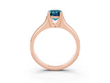 Rose gold Emerald Cut Blue Topaz Solitaire Ring with Wide Band and Prong Setting_3