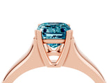 Rose gold Emerald Cut Blue Topaz Solitaire Ring with Wide Band and Prong Setting_4