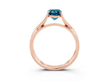 Rose gold Emerald Cut Blue Topaz Solitaire Twist Band Prong Setting Ring_63