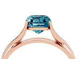 Rose gold Emerald Cut Blue Topaz Solitaire Twist Band Prong Setting Ring_64