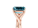 Rose gold Emerald Cut Blue Topaz Solitaire Twist Band Prong Setting Ring_65