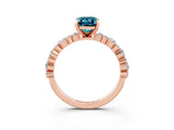 Rose gold Emerald Cut Blue Topaz Solitaire with Side Stones, Pave Band, Four-Prong Setting_27