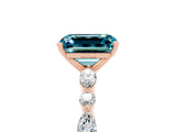 Rose gold Emerald Cut Blue Topaz Solitaire with Side Stones on a Pavé Band and Four-Prong Setting_5