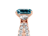 Rose gold Emerald Cut Blue Topaz Three-Stone Ring with Pavé Split Shank and Four-Prong Setting_5