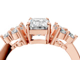 Rose gold Emerald Cut Brilliant Diamond Cluster Accent Solitaire Ring with Prong Setting_19