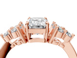 Rose gold Emerald Cut Brilliant Diamond Cluster Accent Solitaire Ring with Prong Setting_7