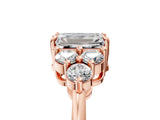 Rose gold Emerald Cut Brilliant Diamond Cluster Accent Solitaire Ring with Prong Setting_8