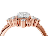 Rose gold Emerald Cut Brilliant Diamond with Cluster Setting on a Beaded Band and Four-Prong Setting_7