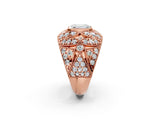 Rose gold Emerald Cut Brilliant Halo Pave Diamond Milgrain Ring_11