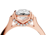 Rose gold Emerald Cut Brilliant Solitaire Diamond Ring with Channel Set Band and Bar Prong Setting_12