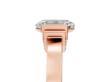 Rose gold Emerald Cut Brilliant Solitaire Diamond Ring with Channel Set Band and Bar Prong Setting_13