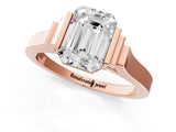 Rose gold Emerald Cut Brilliant Solitaire Diamond Ring with Channel Set Band and Bar Prong Setting_9