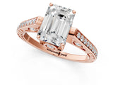 Rose gold Emerald Cut Cathedral Pave Diamond Engagement Ring with Six-Prong Setting_34