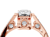 Rose gold Emerald Cut Cathedral Pave Diamond Engagement Ring with Six-Prong Setting_37