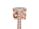 Rose gold Emerald Cut Cathedral Pave Diamond Engagement Ring with Six-Prong Setting_38