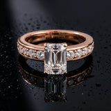 Rose gold Emerald Cut Channel Set Diamond Engagement Ring with Four-Prong Setting_15