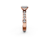 Rose gold Emerald Cut Channel Set Diamond Engagement Ring with Four-Prong Setting_227