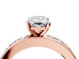 Rose gold Emerald Cut Channel Set Diamond Engagement Ring with Four-Prong Setting_229