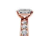 Rose gold Emerald Cut Channel Set Diamond Engagement Ring with Four-Prong Setting_230