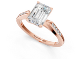 Rose gold Emerald Cut Channel Set Solitaire Engagement Ring with Four-Prong Setting_239