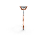 Rose gold Emerald Cut Channel Set Solitaire Engagement Ring with Four-Prong Setting_240