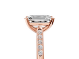 Rose gold Emerald Cut Channel Set Solitaire Engagement Ring with Four-Prong Setting_243